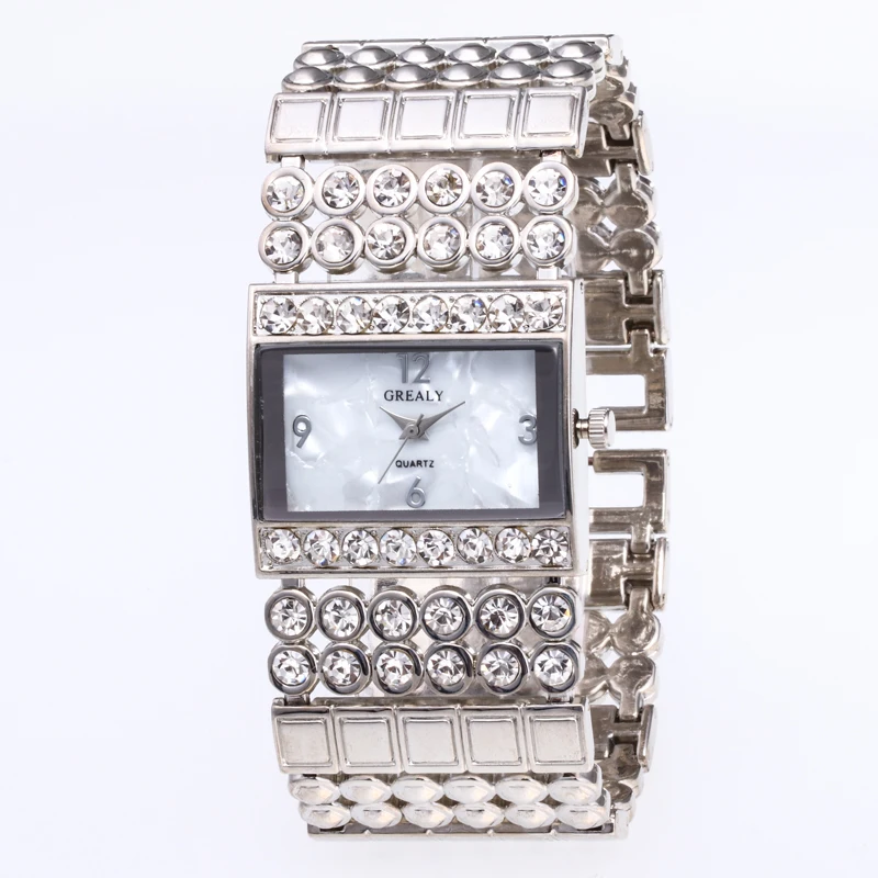 

Quartz Watch Rectangular Dial Rhinestone Decoration Ladies Watch Festival Gift Quartz Watches, Picture shows