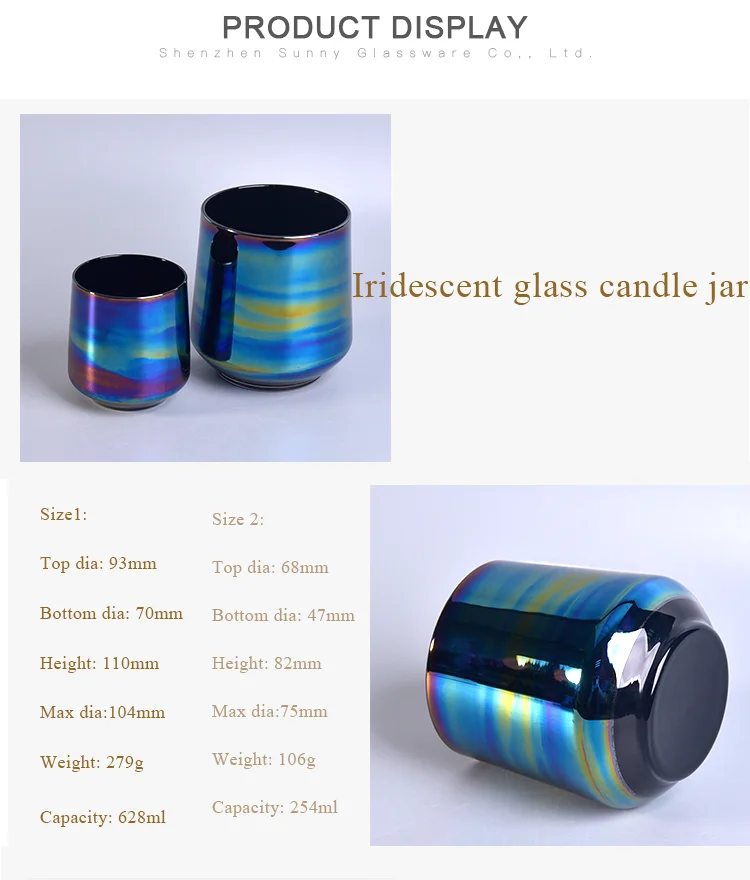 high quality new creative iridescent decorative glass candle jar