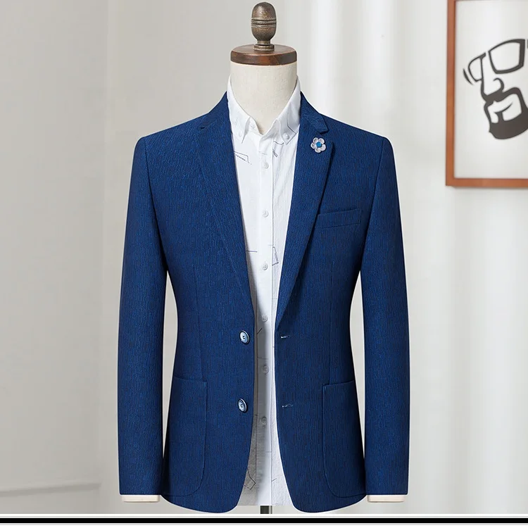 

In Stock Striped Single Breasted Blazer Men Jacket Slim Fit Formal Mens Tuxedo, As pic