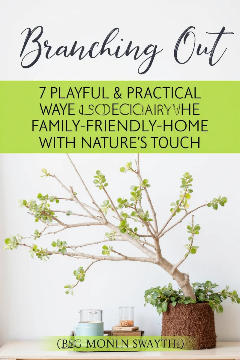 Family room decorated with branch centerpieces