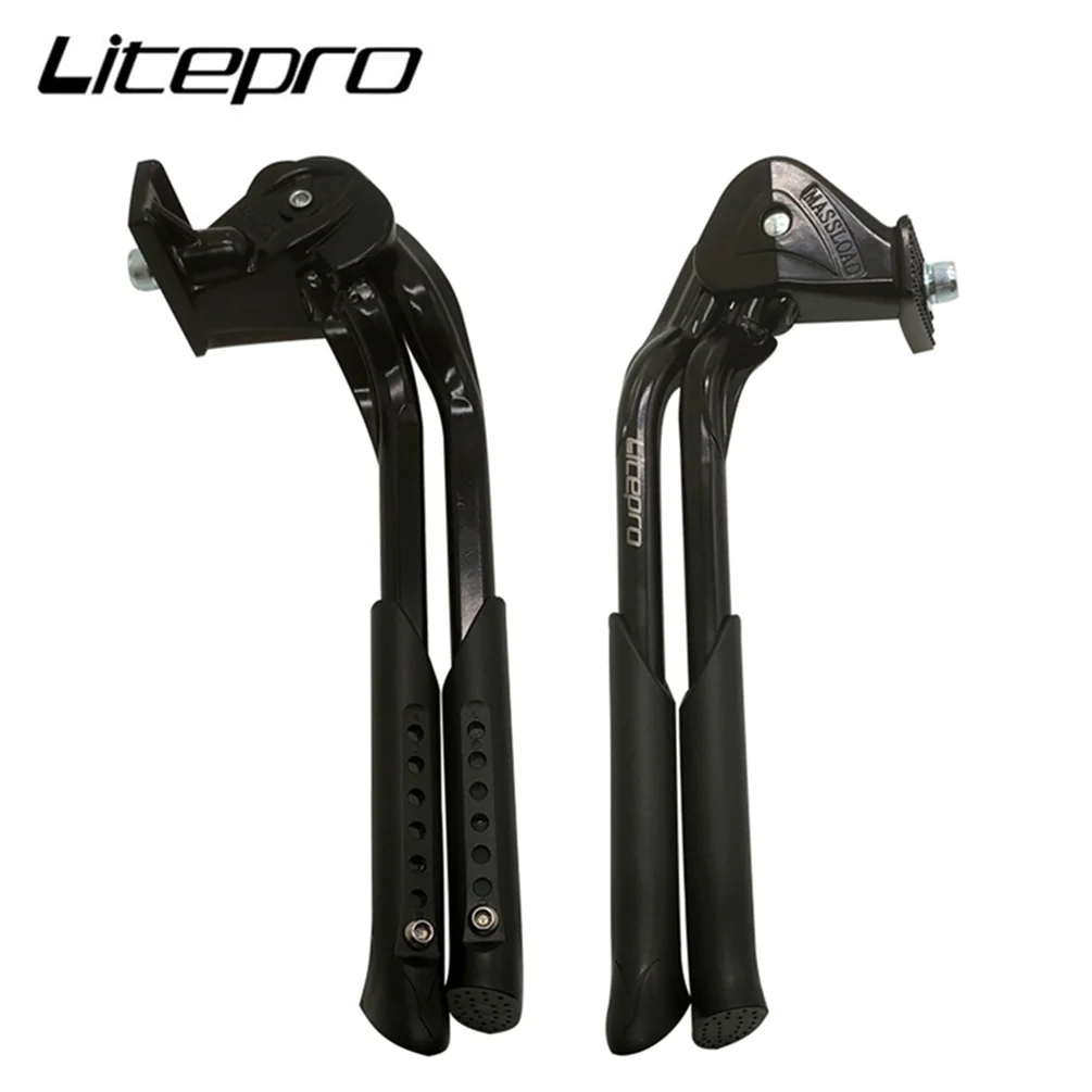 

Litepro Center Kickstand Road Central Kickstand Mountain Bicycle Foot Support Dual Kickstand Aluminum Alloy Adjustable Support, Black