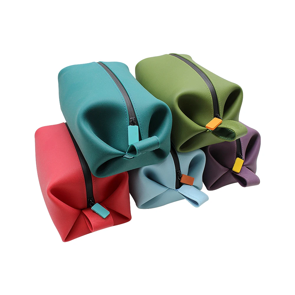 

Waterproof Recyclable Biodegradable Silicone Makeup Cosmetic Bag Reusable Ladies Toiletry Bag makeup brushes set with case, Customized