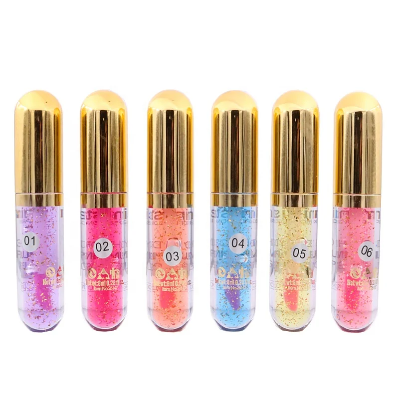 

2020 Hot Sale New 6-Color 3D Platinum Color-Changing Lip Gloss Lip Plumping Oil Nourishing Softening Lip Cuticles Private Logo