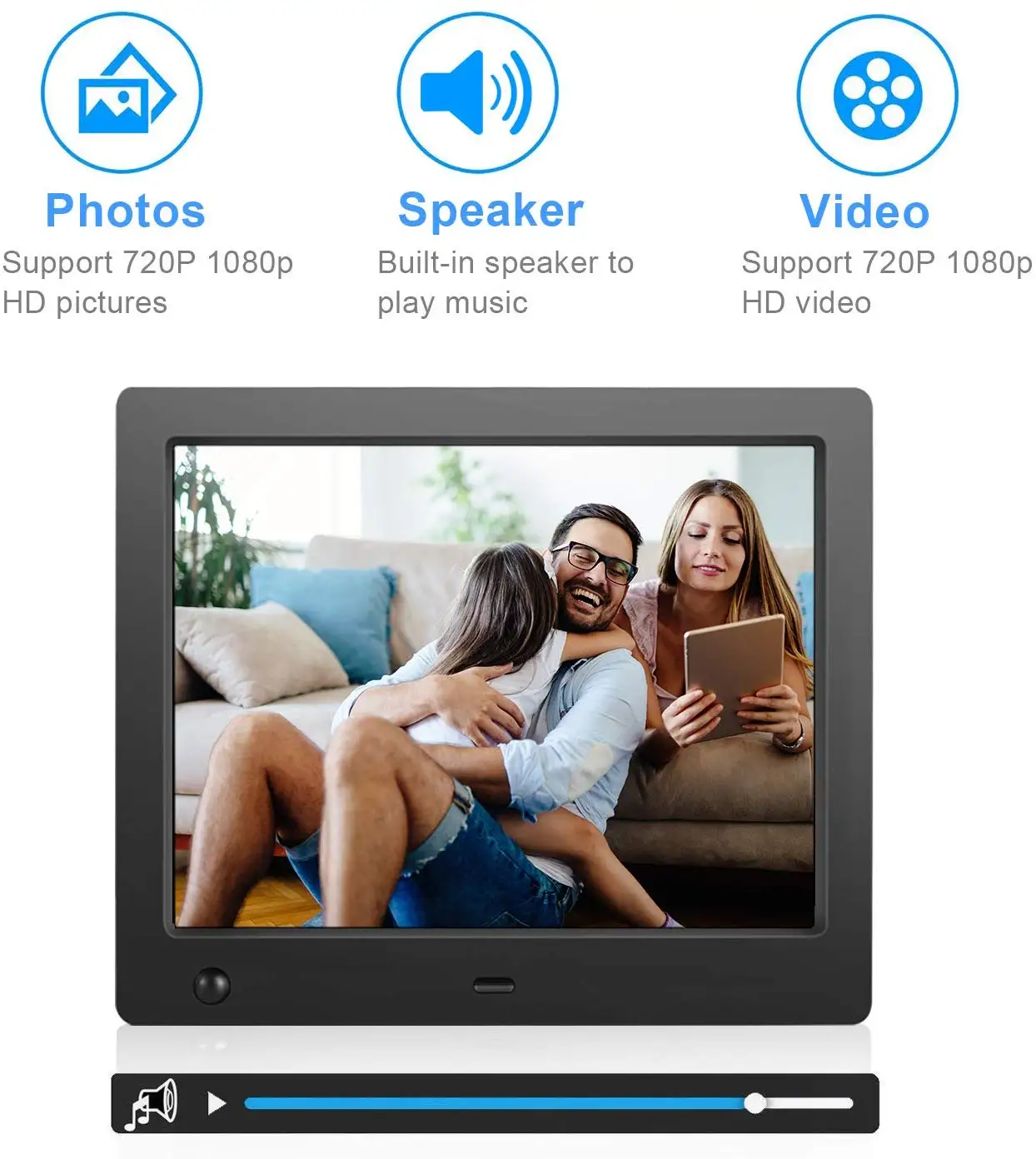 Hot Selling Picture Music Video Loop 8 Inch Digital Photo Frame With