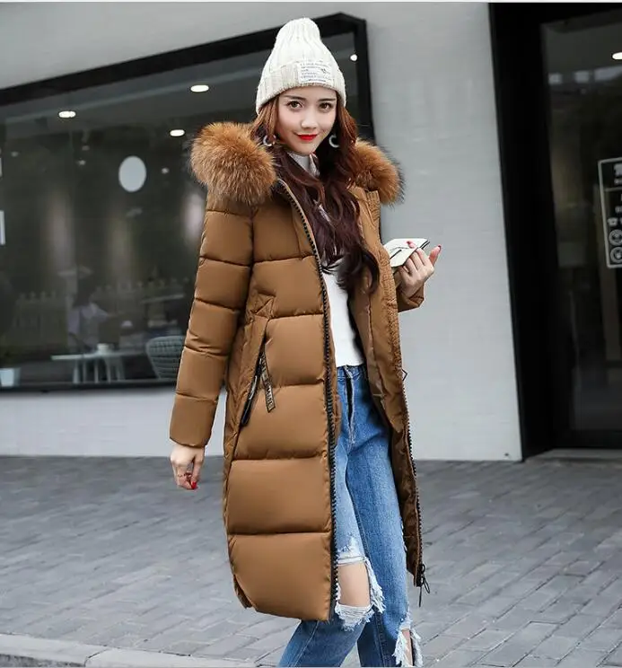 

Winter Women Jacket Long Down Jacket Padded Coat Ladies Slim Hooded Parka