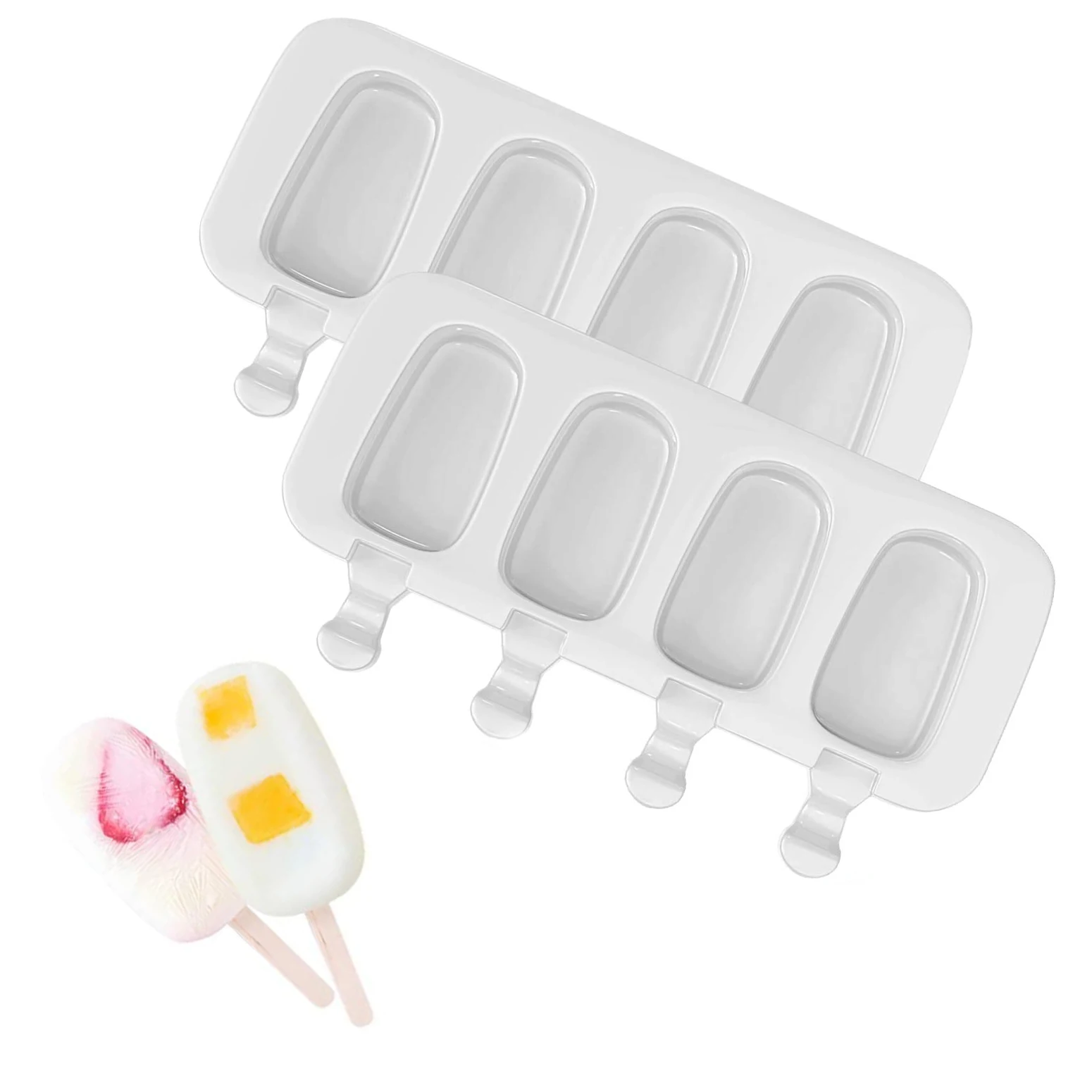 

Mini DIY Ice Cream Mold Silicone Popsicle Making Molds, White/purple