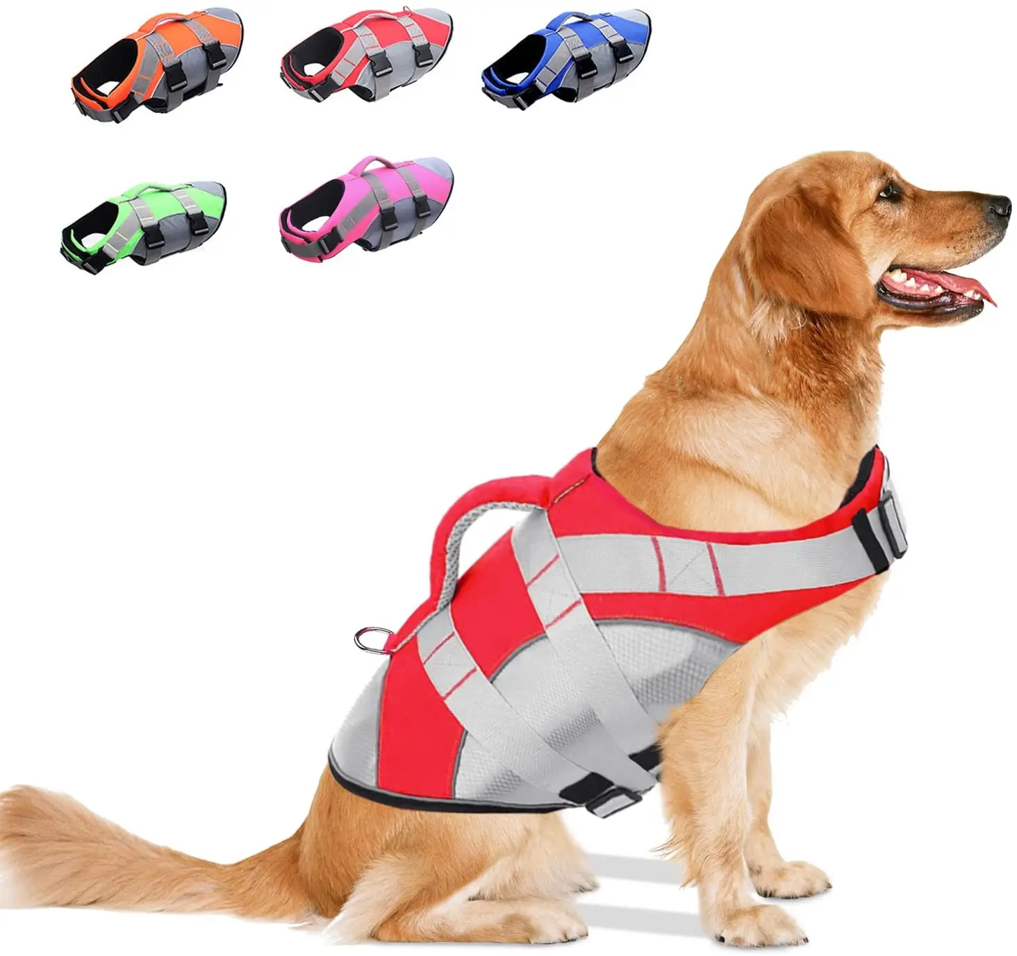 

Eyson Hot Sell Skin-Friendly with Strong Buoyancy Durable Preserver Dog Life Vest, Red,blue,orange, green,pink