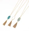 Simple abalone shell inlaid shell paper oval fringed long necklace