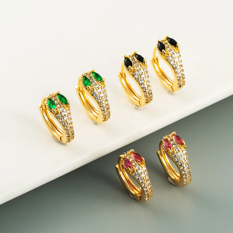 

fashion trendy 18k copper snake zircon non piercing earring