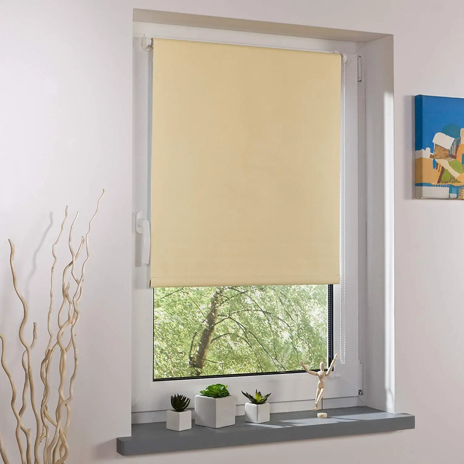 Mini-Blind Klemmfix Clamp Roller Blind Easyfix Privacy-Height 200 CM PALE YELLOW 