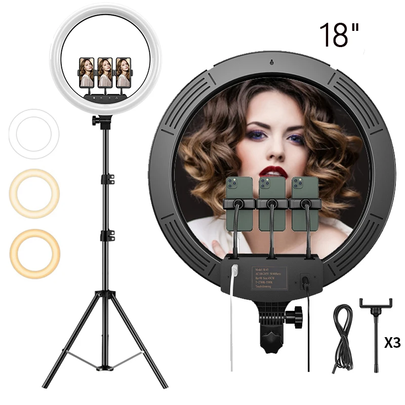 

Phone ring light18inch 45cm with 2.1M tripod stand for Live TIKTOK Video