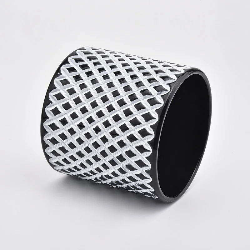 Cylinder Glass Candle Jars With Black Color