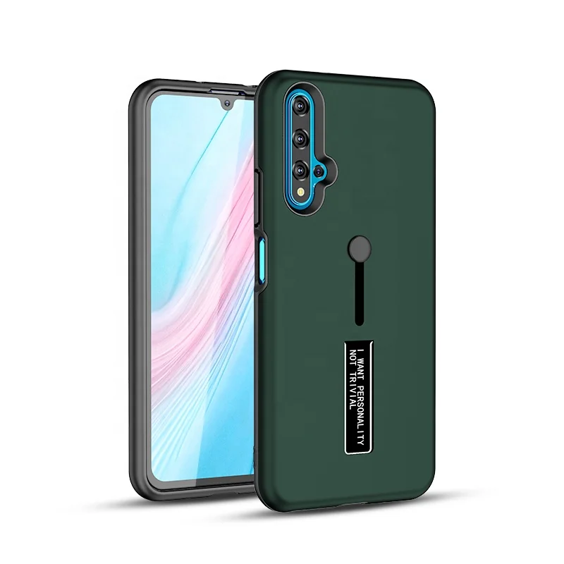 

Guangzhou Saiboro 2 in 1 Full Cover Hidden Kickstand Shockproof Smart Phone Case for Huawei Nova 5T, Army green, navy blue, black, red, silver, golden