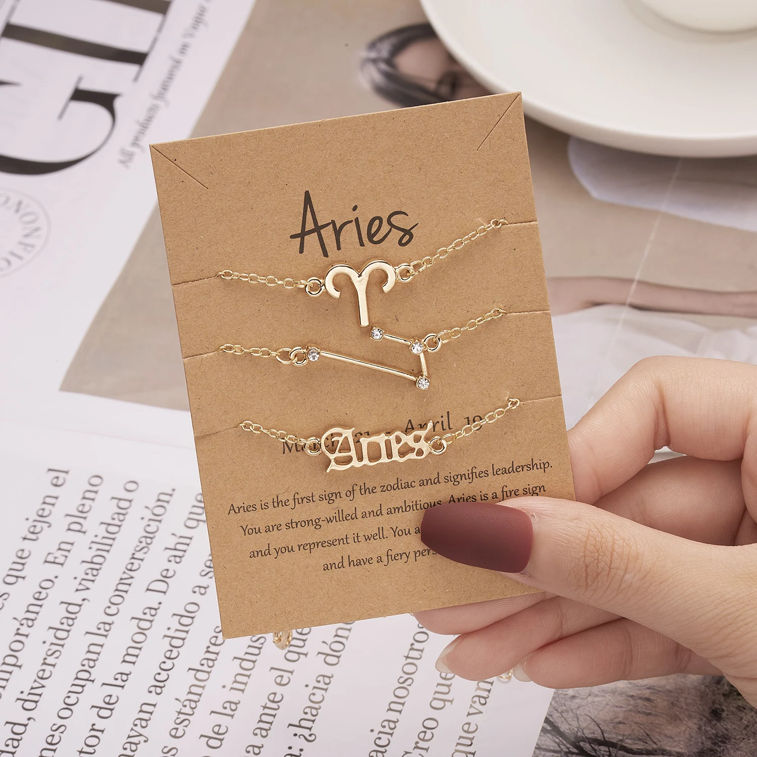 

Fashion Three-piece Zodiac Bracelet Symbol English Letter Twelve Constellation Charm Pendant Bracelet Set For Women