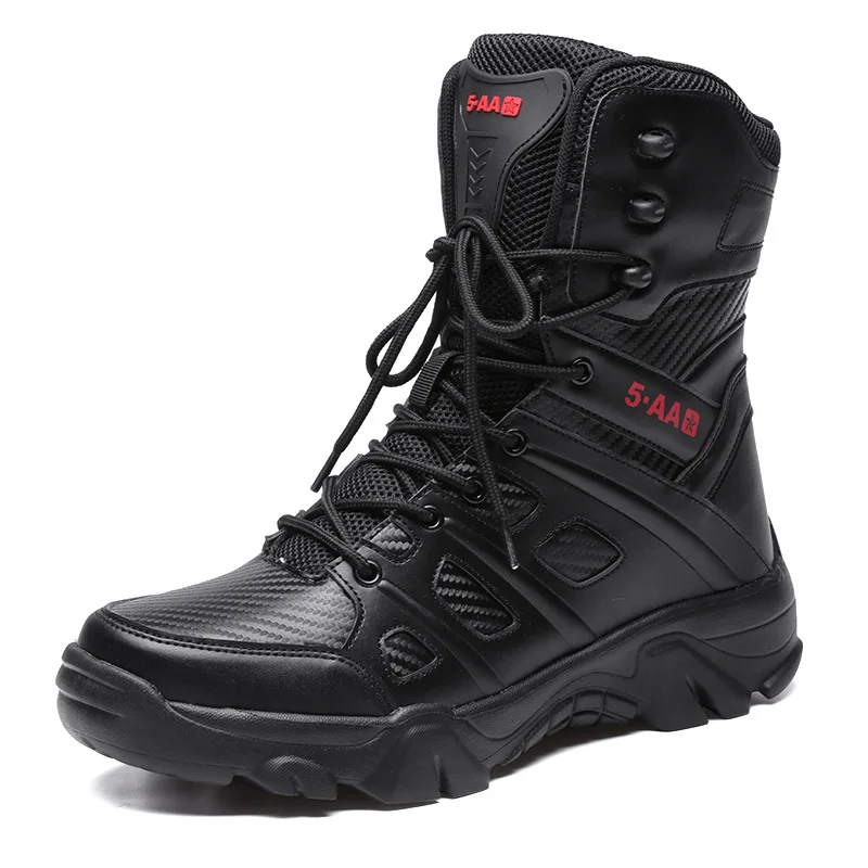 

Military boots combat boots men's casual shoes outdoor climbing sports shoes 11inch large size men's short boots, Black