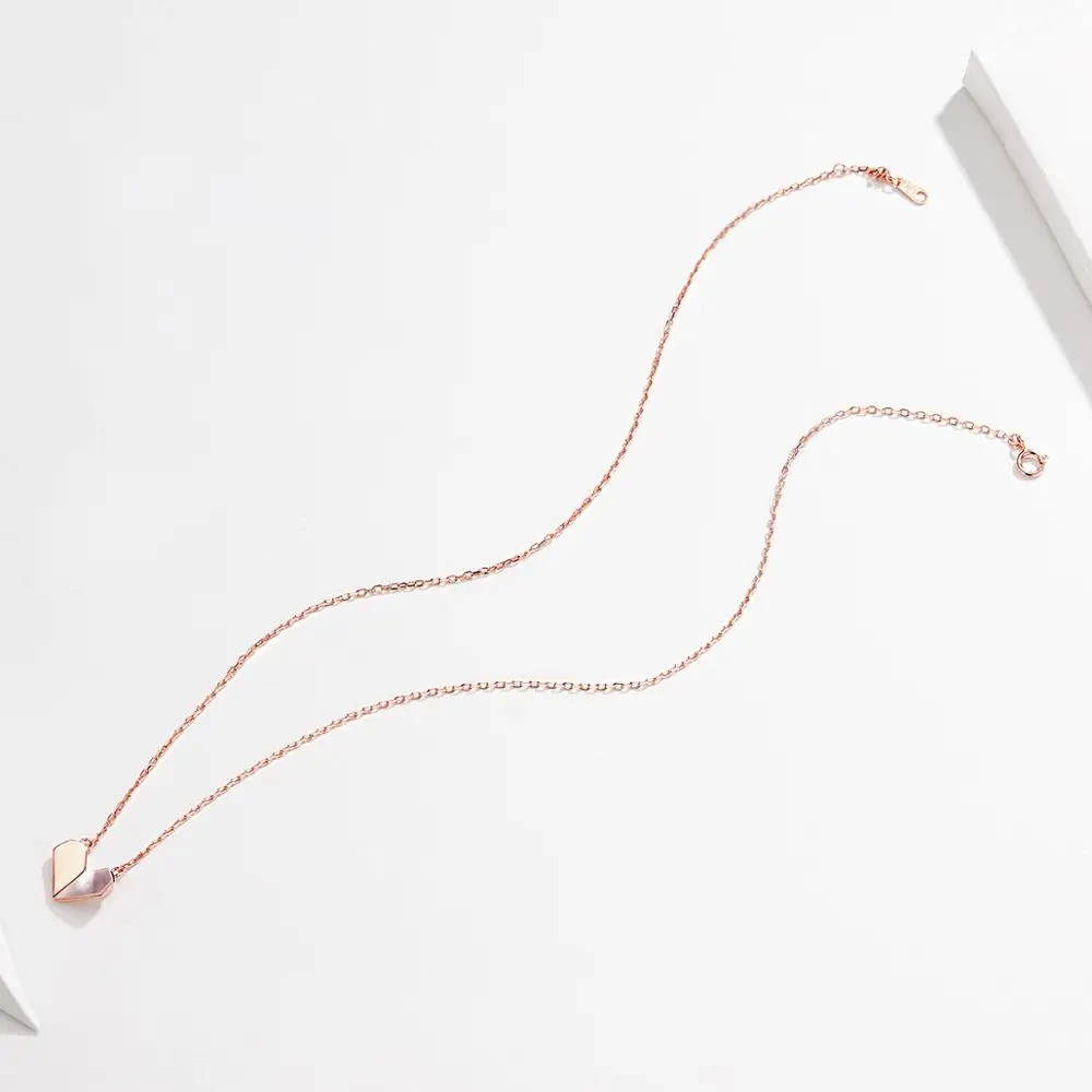 
Stylish simple jewelry sterling silver heart necklace S925 rose gold heart necklace 