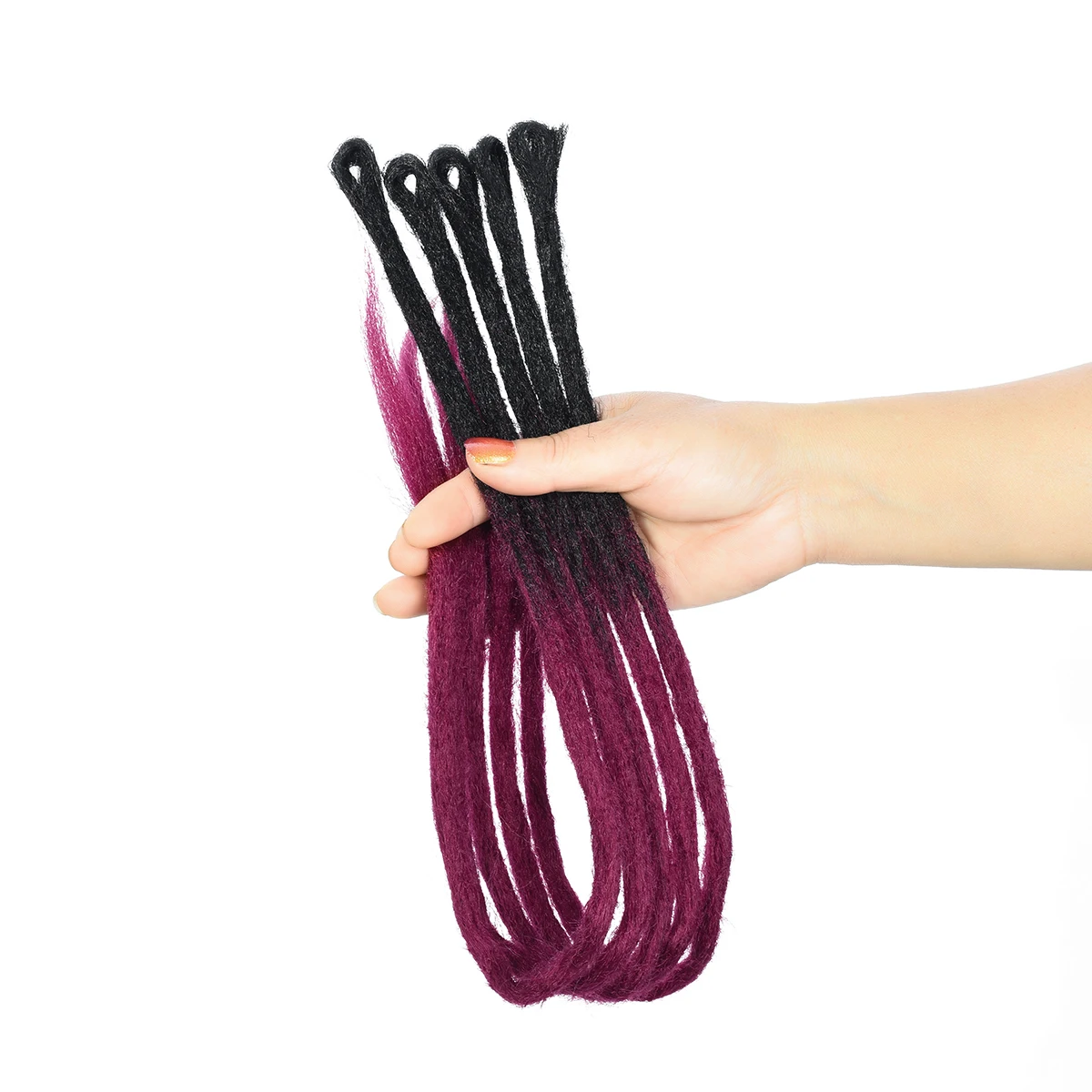 

24" soft fluffy dread lock crochet hair braids wholesale afro dreadlock synthetic hair extensions, #d1-black to dark red