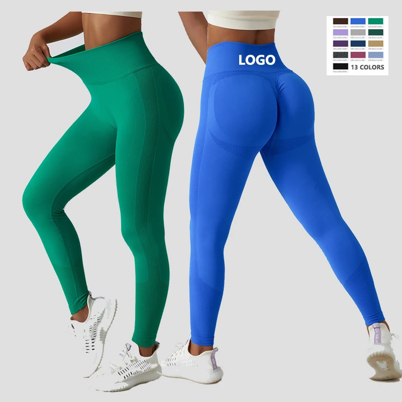 

2023 Seamless Workout Sports Wear Compression Scrunch Yoga Leggings High Waist Peach Butt Yoga Pants for Gym Fitness