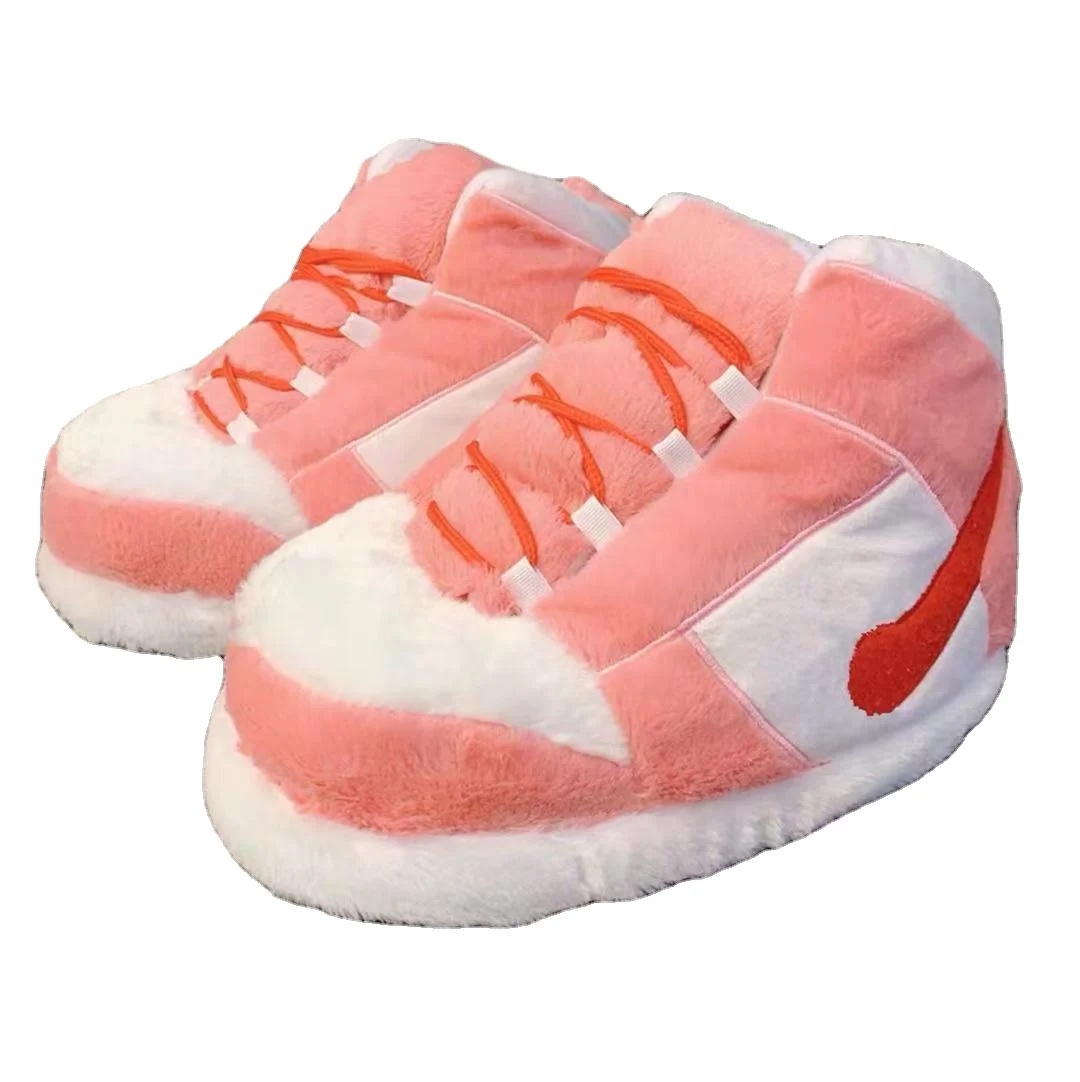 

High quality Indoor Yezzy AJ custom plush Sneaker Slipper Shoes Wholesale Men Winter Warm Yezzy Luxury Plush Indoor Slippers, Customized color