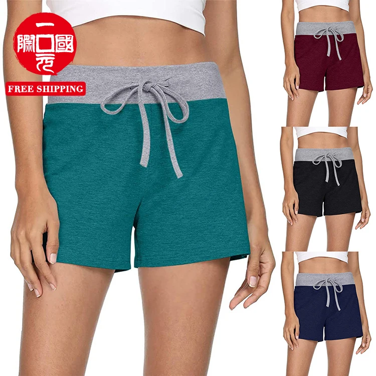 

fitness & yoga wear 2021 spring and summer new European and American color matching lace-up shorts pants