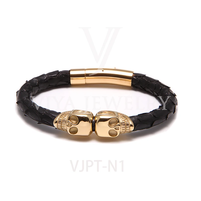 

DHL Free Shipping Viya Jewelry Wholesale 2020 New Year Trendy Silicone Python Twins North Cool Skull Bracelet for Men and Women