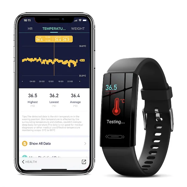 

Waterproof Automatic Touch Control Heart Rate Blood Pressure Monitor Fitness Tracker Smart Watch