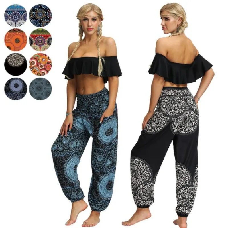 

Fashion Bohemian Beach Loose Trousers Women Casual Hippy Wide Leg Harem Pants Freeship Yoga Pants Leggings Women's C14578