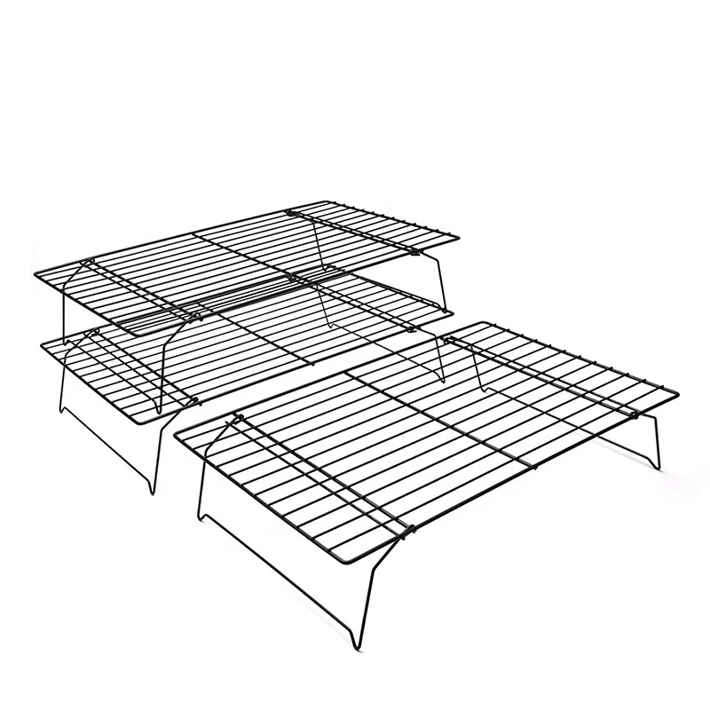 

3-Tier Stackable Cooling Rack Non-stick Wire Cake Rack for Pies/Cookies/Pastries, Black