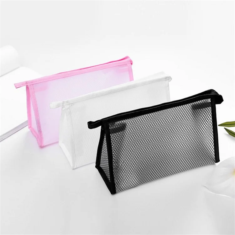 

PVC Zipper Cosmetic Bag Transparent Waterproof Soft Cosmetic Bag, Black, white, pink