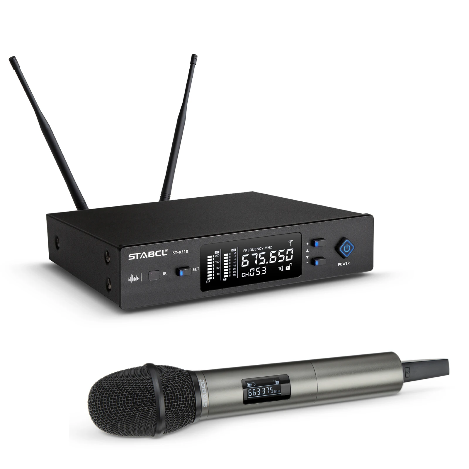 

ST-9310 professional uhf infrared remote true diversity wireless microphone.