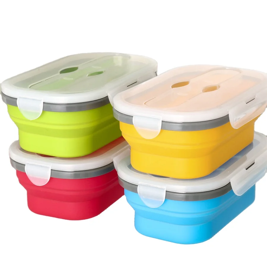 

Silicone Food Storage Containers Collapsible Lunch Box Portable Leakproof Silicone School Lunch Box