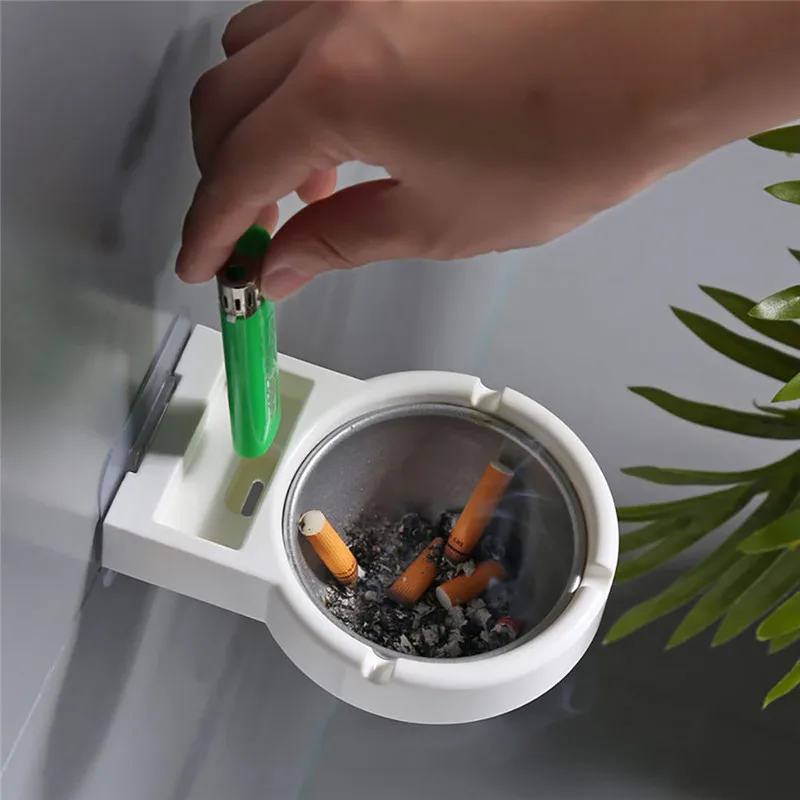 

Ash Cylinder Holder Cigaret Smoke Ashtray Storage Cup Portable stainless steel Wall Mount for toilet Home Office Holder, As photo