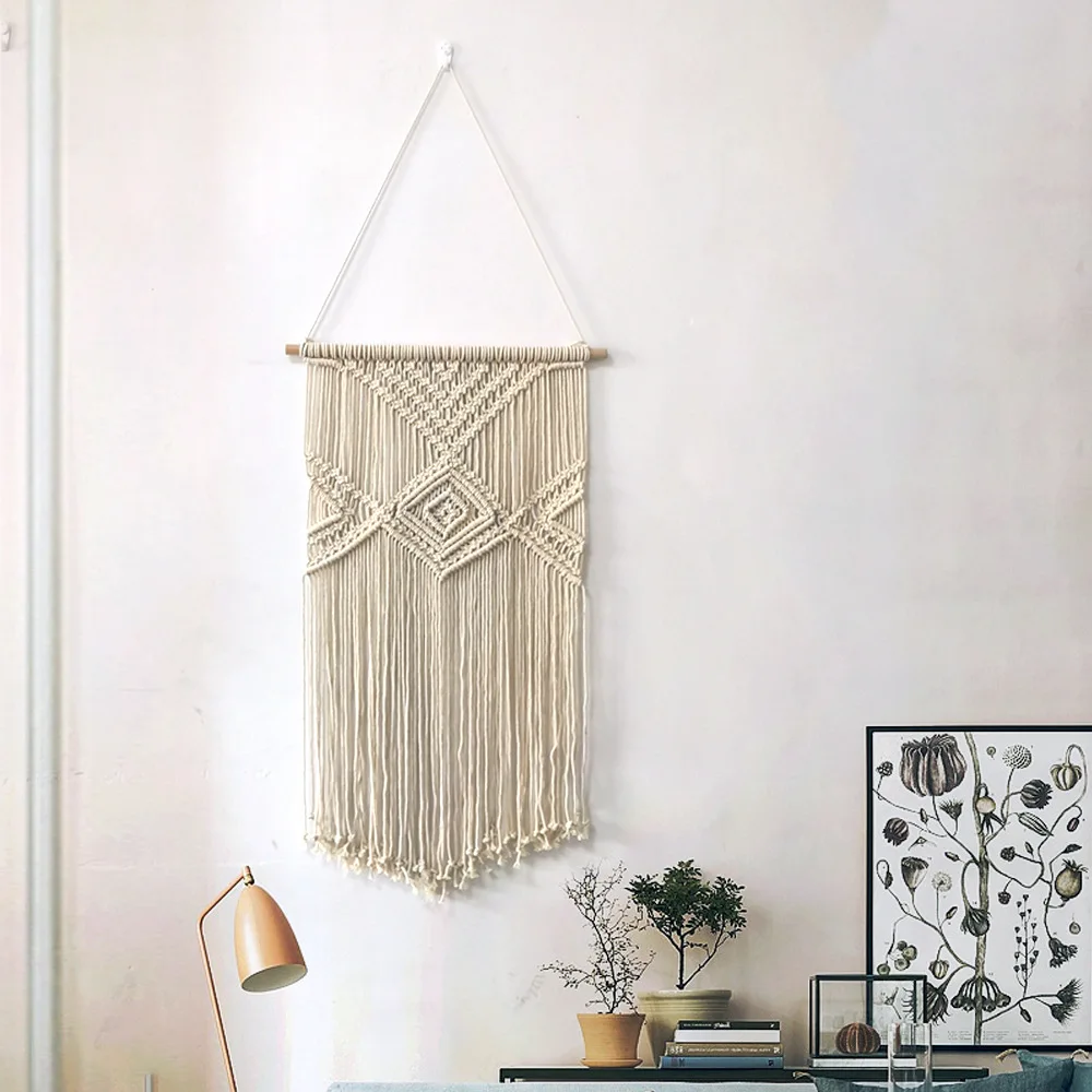 

40*80cm Handmade Woven Cotton Rope Macrame Wall Hanging For Home Decoration