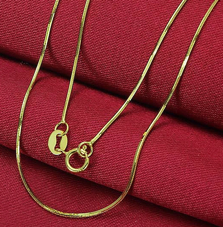 

0.6/0.8/1.0mm 18kt Herringbone Chain AU750 Stamp Flat Snake Thin Chain Necklace Gold Chain Design for Women in 16/18inch, Yellow gold