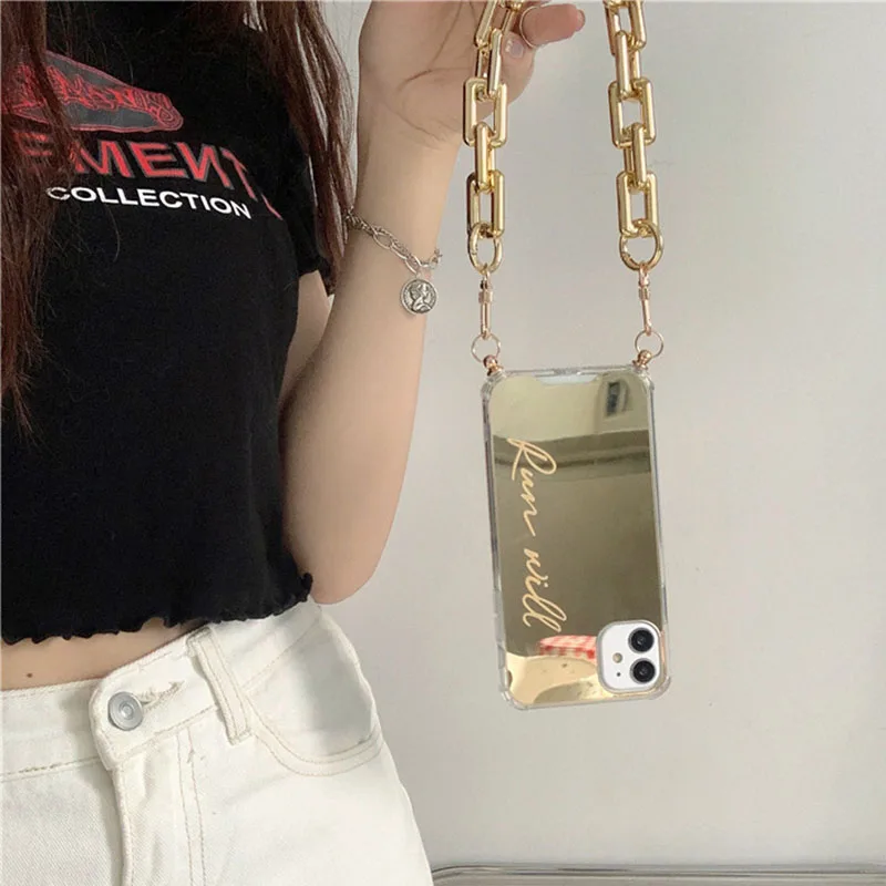 

Luxury popular new outdoor fashion portable fall prevention student women mobile phone chain case shell