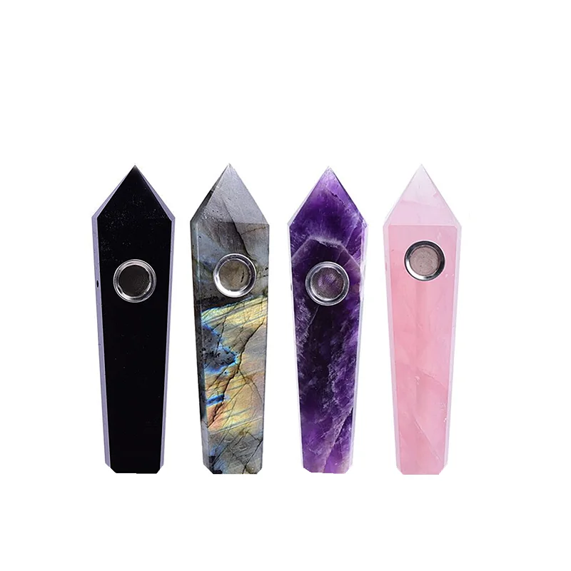 

Wholesale Natural rose quartz crystal smoking pipe for Gift