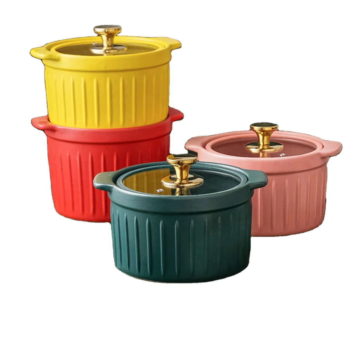 

Nordic minimalist ceramic casserole creative household casserole high temperature ceramic soup pot stew pot soup porridge pot, Red /green / pink /yellow