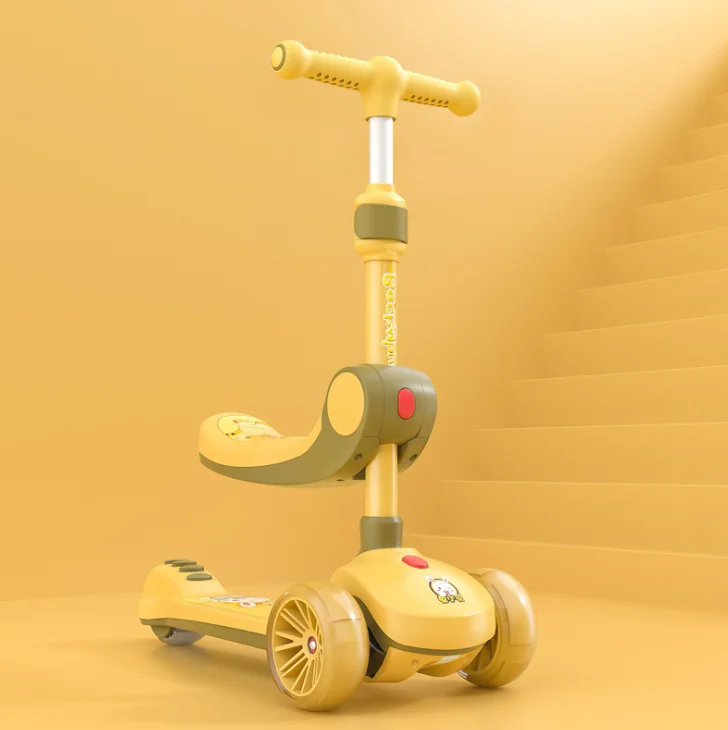

Children's folding balance bike kid scooter, Yellow/pink