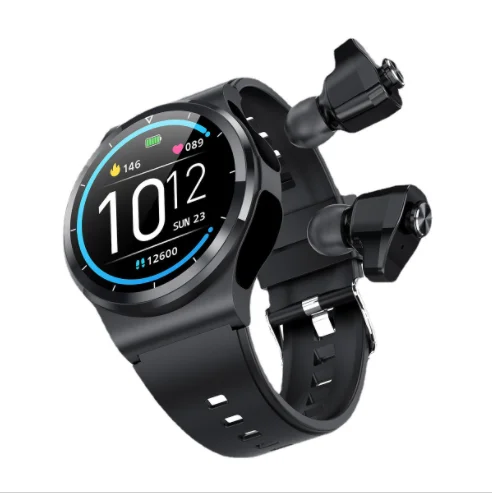 

Cross-border smart watch 360mAh large capacity watch TWS dual earphone two in one call smart watch, 4 colors