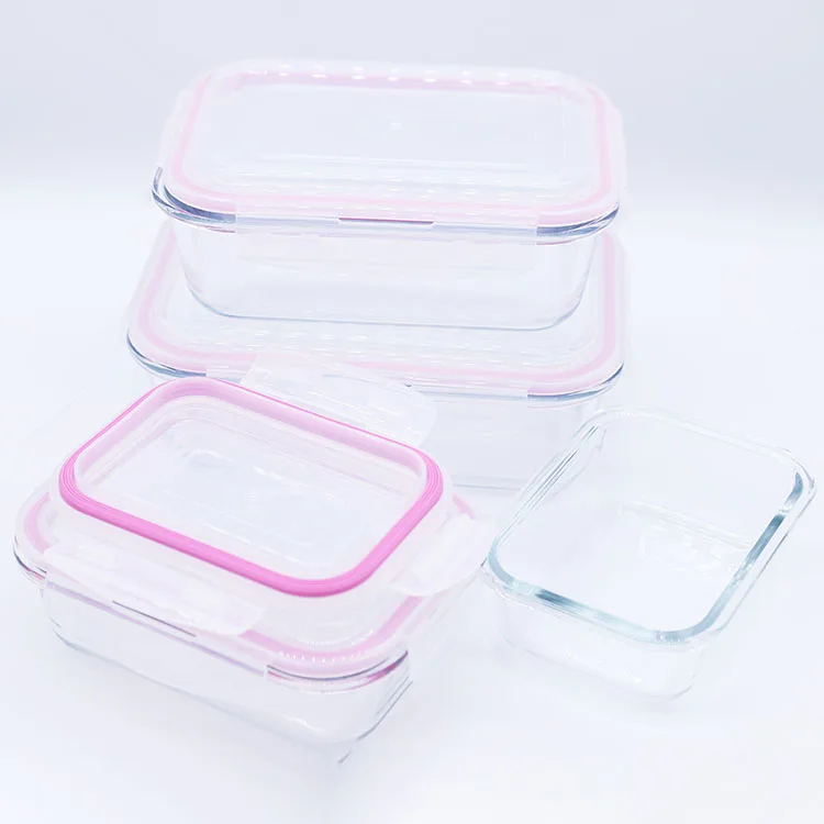 

2021 640ML Capacity Transparent Bento Lunch Box Rectangle Borosilicate Glass Exquisite Food Storage Container, Clear