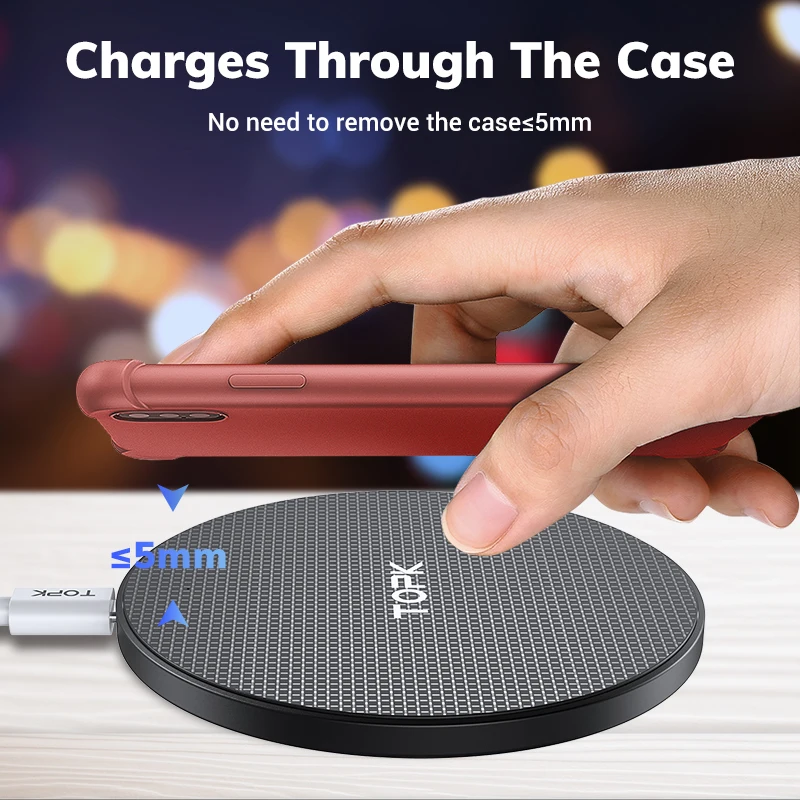 
Free Shipping TOPK 2020 Charger Wireless Portable Fast Wireless Mobile Phone Charger Pad 