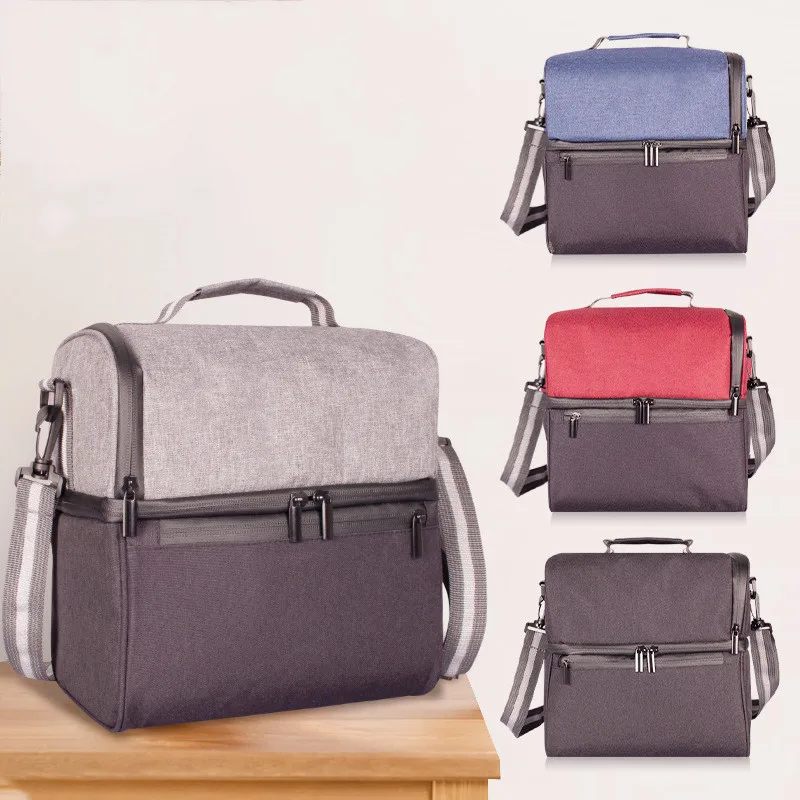 

Multi Compartments Double Layer Thermal Bag Custom Logo Picnic Lunch Hot Food Delivery Insulated Cooler Bag, Red/blue/gray/black/custom made