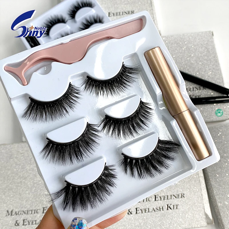 

2021 New 3D Magnetic Eyelashes Private Label Own Brand Factory Price Private Label Wholesale Magnetic Eyelashes With Liner