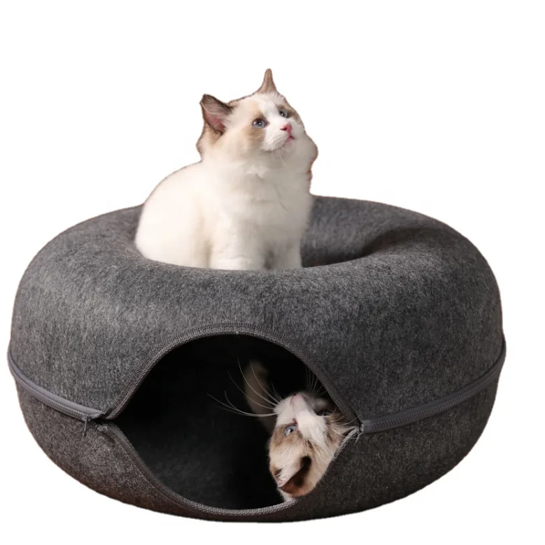 

Creative Donuts Shape Custom round Tunnel cat toy Funny Felt Cat Cave Pet Beds House Factory Wholesale, Pink