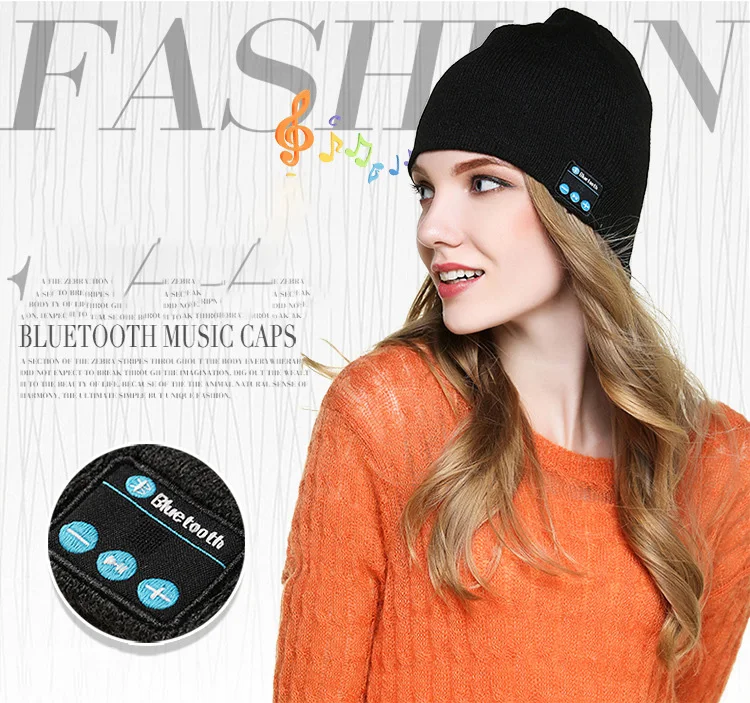 

Blue tooth Beanie Hat V5.0 Unisex Wireless Knitted Winter Warm Hats for Outdoor Sports Running with Stereo Headphone Speaker, Black/blue/gray/browm