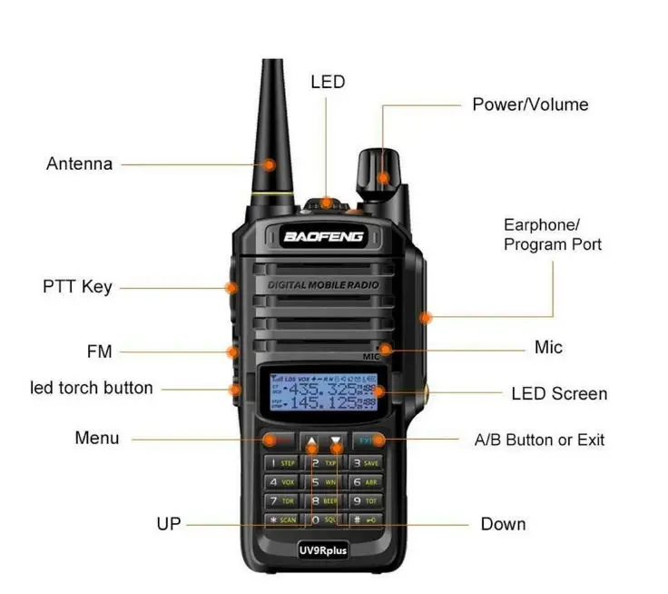 

10w dual band two way radio Waterproof IP67 baofeng walkie talkie ham radio china radio comunicador baofeng uv-9r, Black