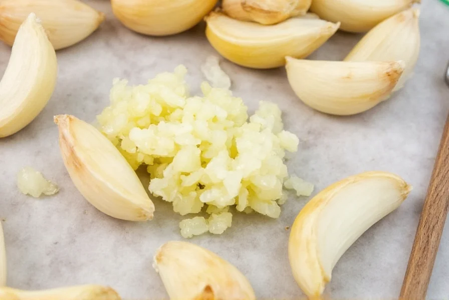 Various garlic forms showing measurement equivalents