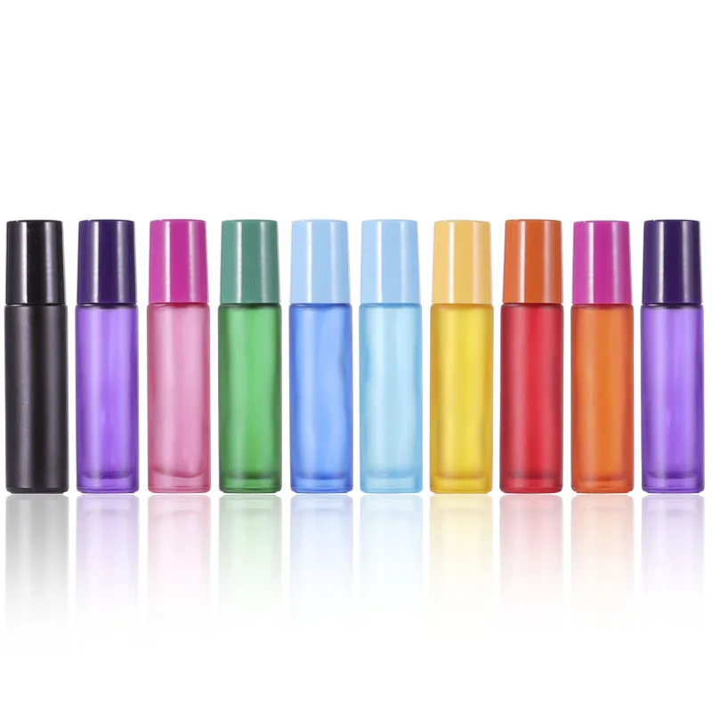 

New arrival colorful essential oil roller bottles frosted 10ml roll on bottle