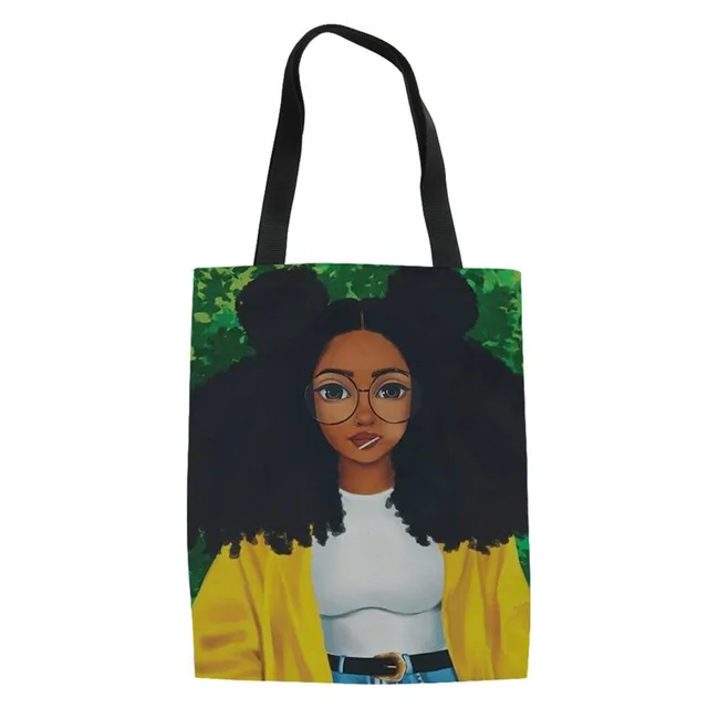 

3D Sublimation Printed Art African Girls Pattern Reusable Cotton Canvas Bag Women Tote Canvas Bag, Customized color