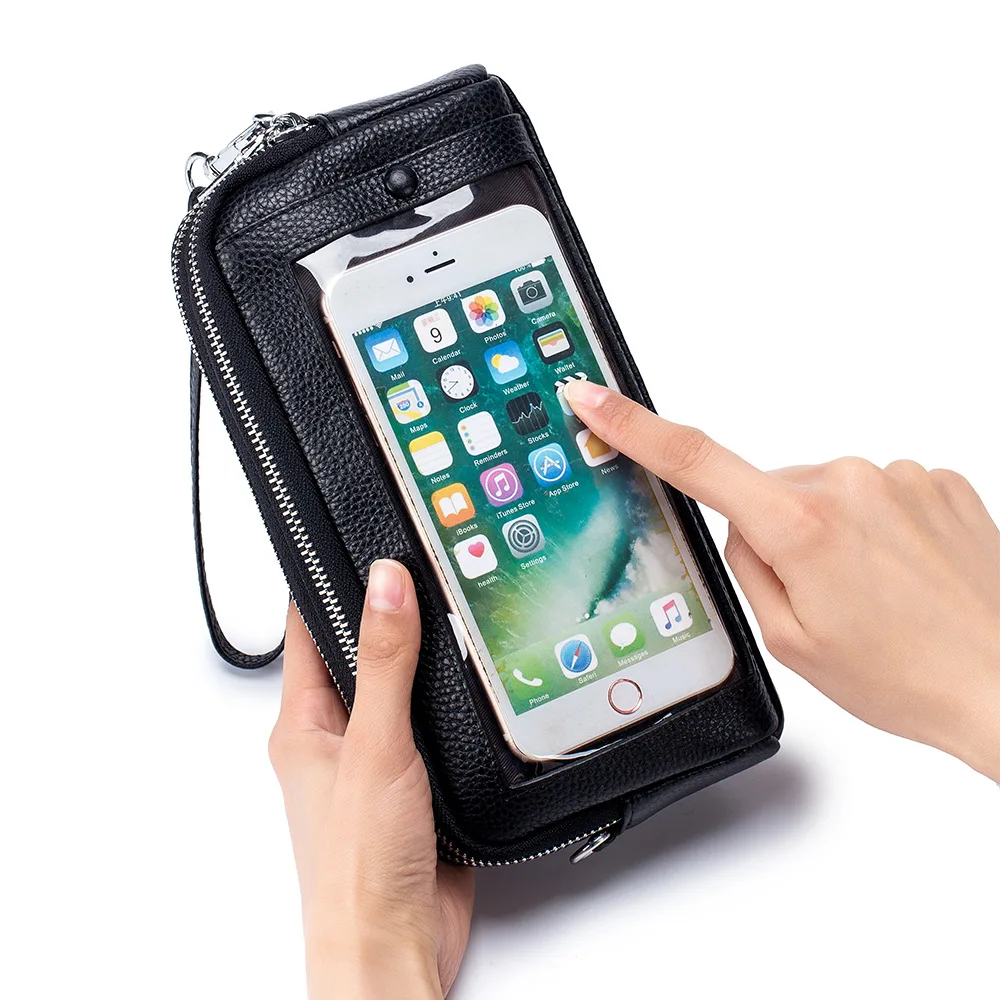 

2022 Spring Touch Screen Window Mobile Phone Bags & Wallet,Shoulder Bag For Short Trip Dual Zippers Women Sling Bag
